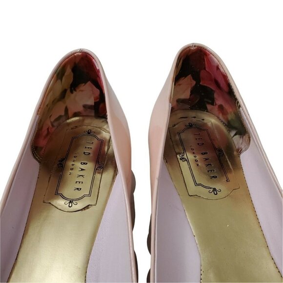 Ted Baker Ballet Flats Womens 8 Patent Leather Pale Pink Pointed Toe 39 EU - Picture 9 of 12